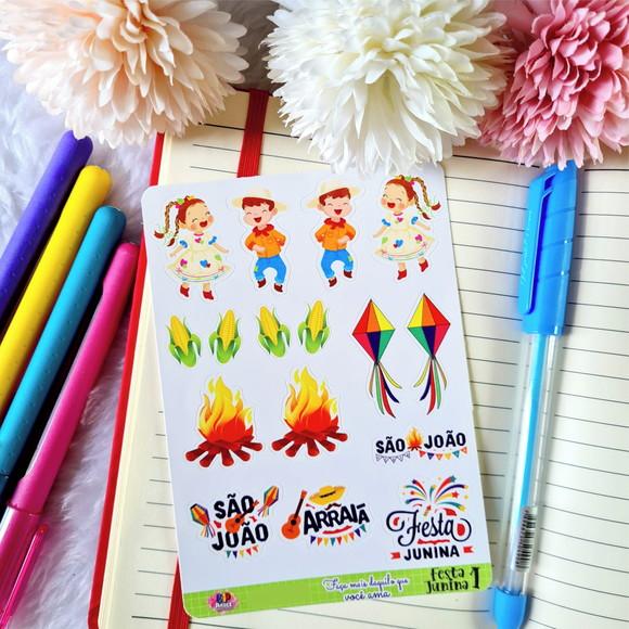 Cartela de Adesivos - Festa Junina