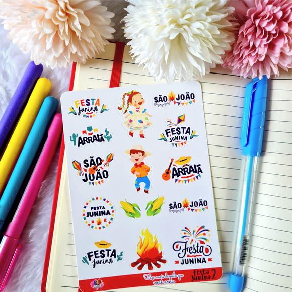 Cartela de Adesivos - Festa Junina 2 -são João