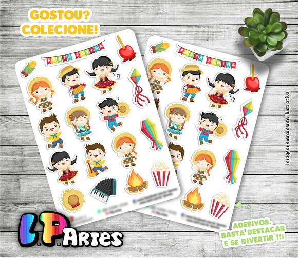 Cartela de Adesivos - Festa Junina Cute - 3