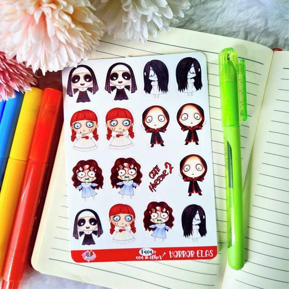 Cartela de Adesivos - Horror Cute 2 - Elas