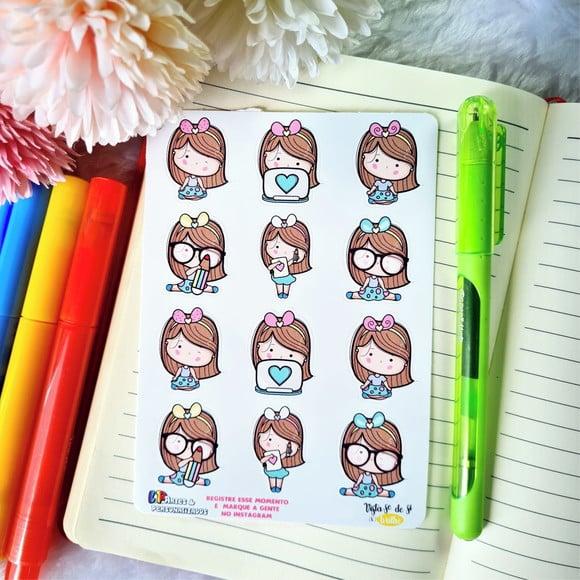 Cartela de adesivos - Menina cute 1