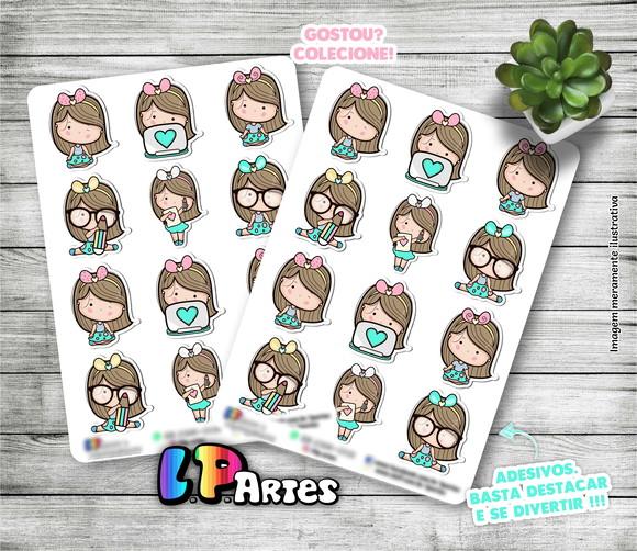 Cartela de adesivos - Menina cute 1