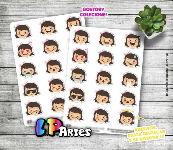 Cartela de Adesivos - Menina Emoji