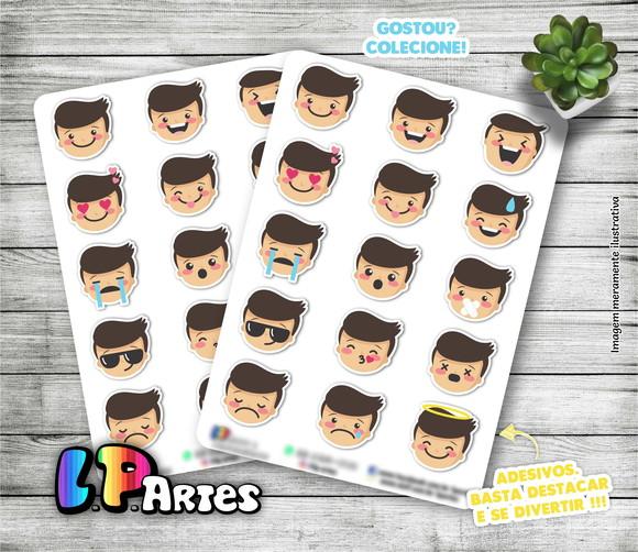 Cartela de Adesivos - Menino Emoji