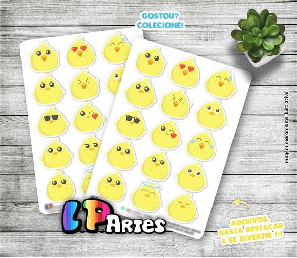 Cartela de Adesivos - Pintinho Emoji