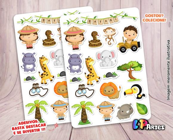 Cartela de Adesivos - Safari Cute