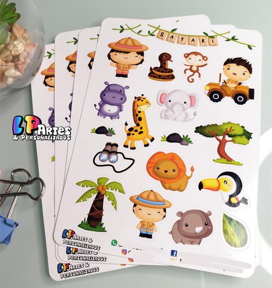 Cartela de Adesivos - Safari Cute