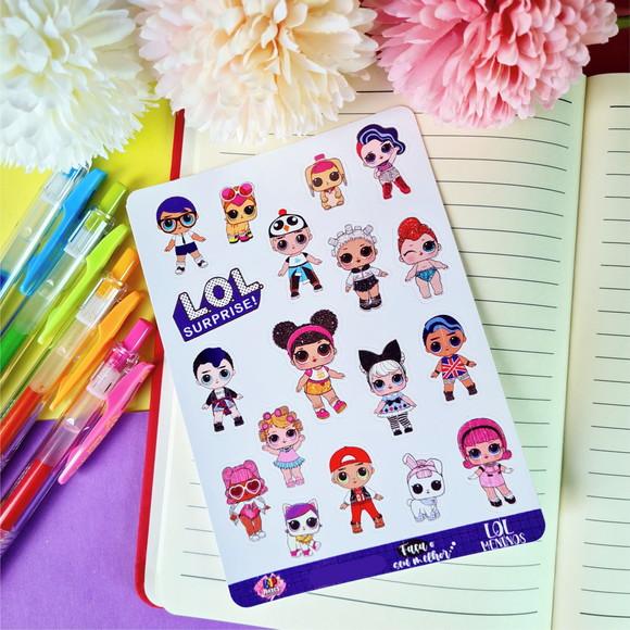 Cartela de Adesivos - Stickers - Lol Surprise Azul
