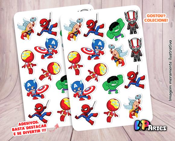 Cartela de Adesivos - Stickers -vingadores