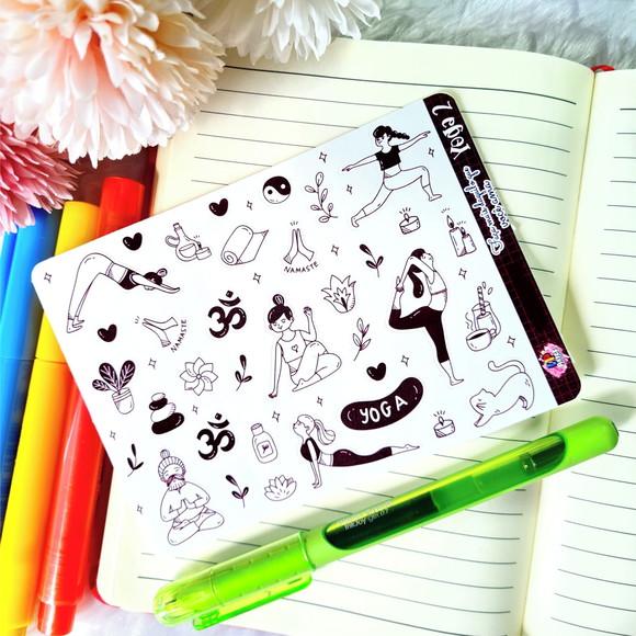 Cartela de Adesivos - Yoga