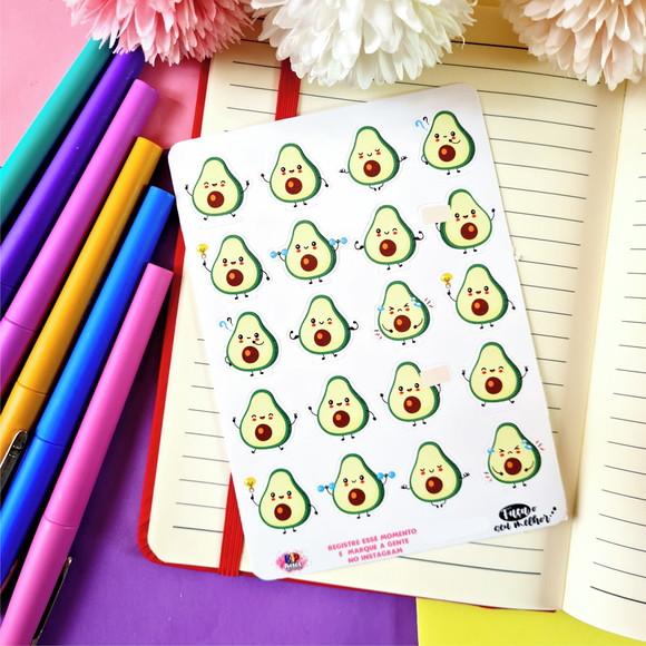 Cartela De Adesivos Em Vinil - Avocado Emojis