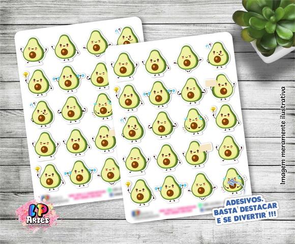 Cartela De Adesivos Em Vinil - Avocado Emojis