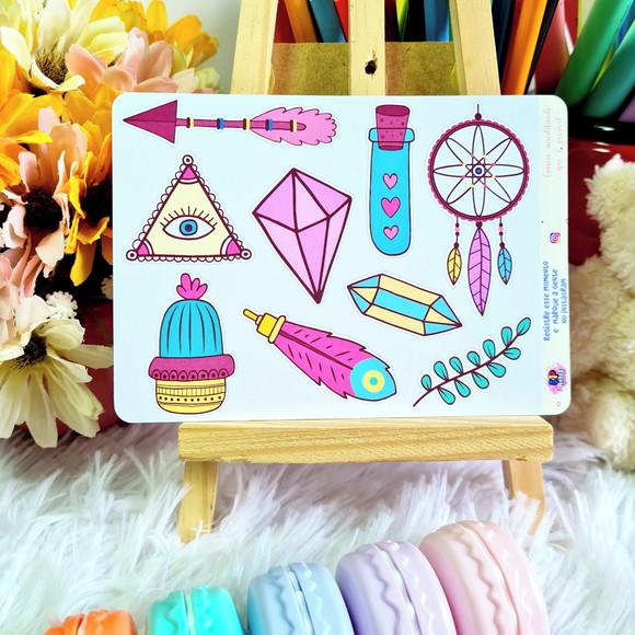 Cartela De Adesivos Em Vinil - Boho 3