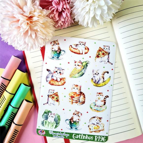 Cartela de Adesivos em Vinil - Gatinho