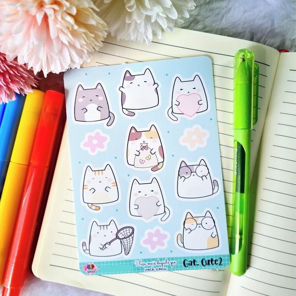 Cartela de Adesivos em Vinil - Gatinho Cute 2