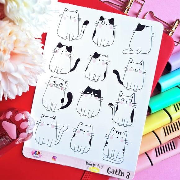 Cartela De Adesivos Em Vinil - Gatinhos 8