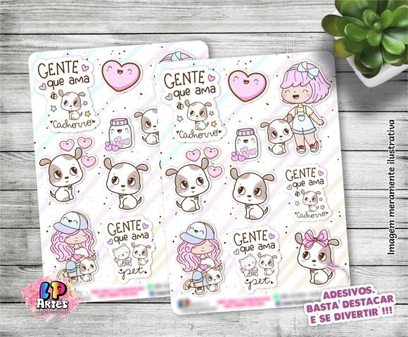 Cartela De Adesivos Em Vinil - Gente Que Ama Cachorro