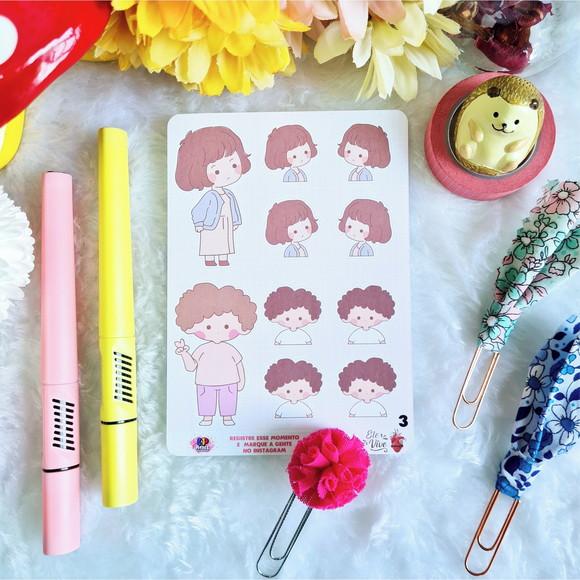 Cartela De Adesivos Em Vinil - Menina Cute 3