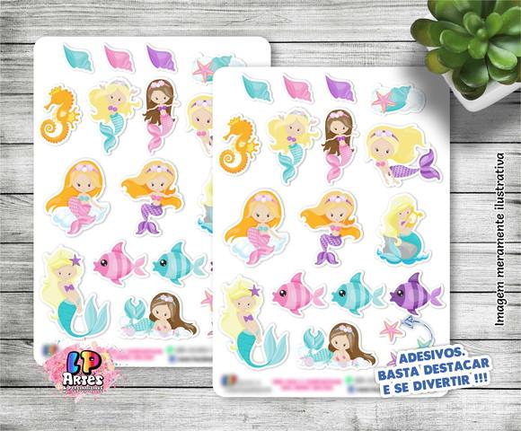 Cartela De Adesivos Em Vinil - Sereias 2