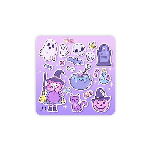 Cartela de Adesivos Pocket - Bruxinha Halloween