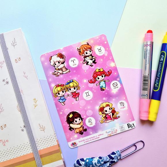 Cartela de Adesivos Signos Cute