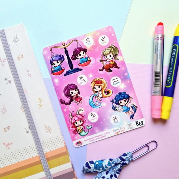 Cartela de Adesivos Signos Cute