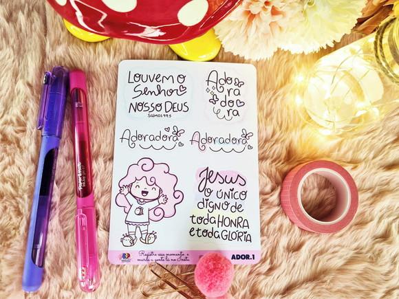 Cartela de Adesivos Transparente - Devocionais - Adoradora 1