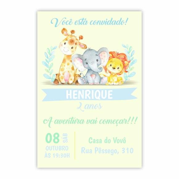 Convite Aniversário Infantil Personalizado Safári