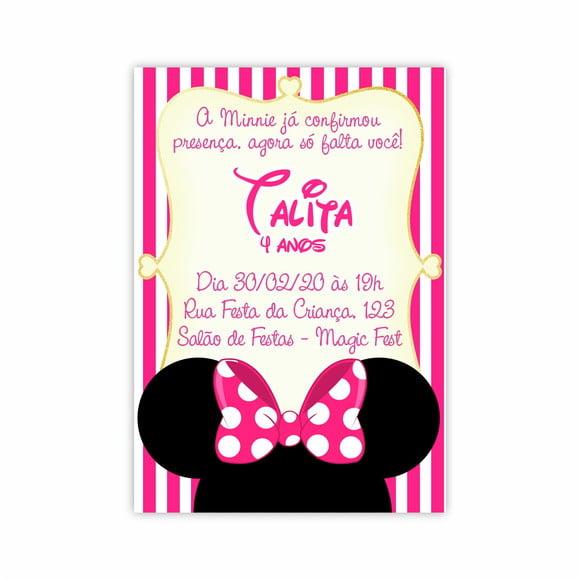 Convite de Aniversário - Minnie Rosa