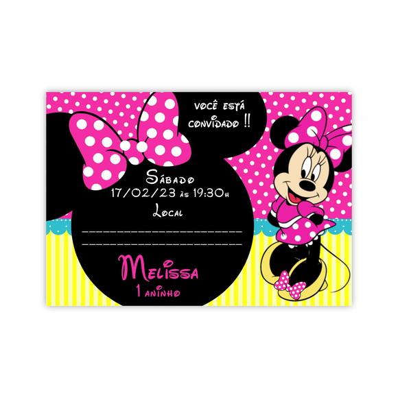 Convite de Aniversário - Minnie Rosa