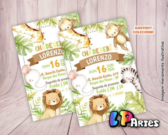 Convite Digital Chá de bebê e Fraldas - Safari