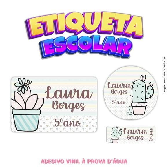 Etiqueta Escolar em Vinil - Cactos