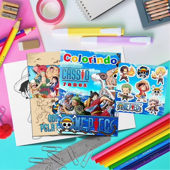 Kit de Colorir Livro + Adesivo - One Piece