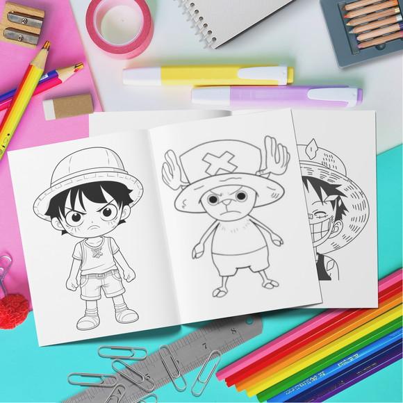 Kit de Colorir Livro + Adesivo - One Piece