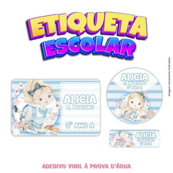 Kit Etiqueta Escolar - Alice no País da Maravilhas