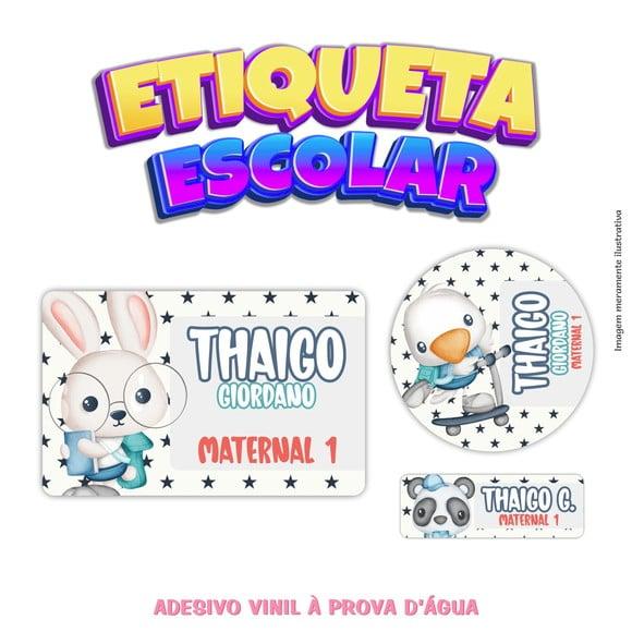 Kit Etiqueta Escolar em Vinil - Animais Menino