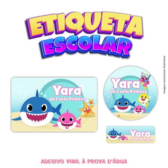 Kit Etiqueta Escolar em Vinil - Baby Shark Rosa