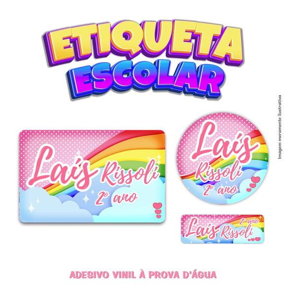 Kit Etiqueta Escolar em Vinil - Arco-íris