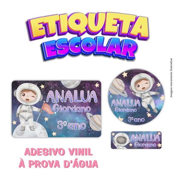 Kit Etiqueta Escolar em Vinil - Astronauta Menina Morena