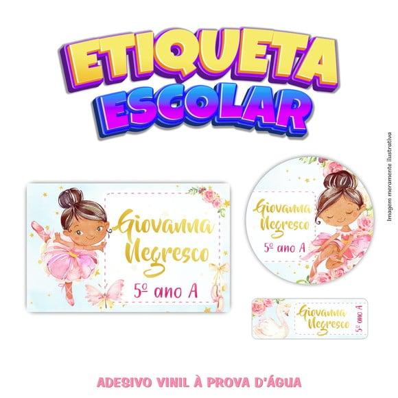 Kit Etiqueta Escolar em Vinil - Bailarina Negra