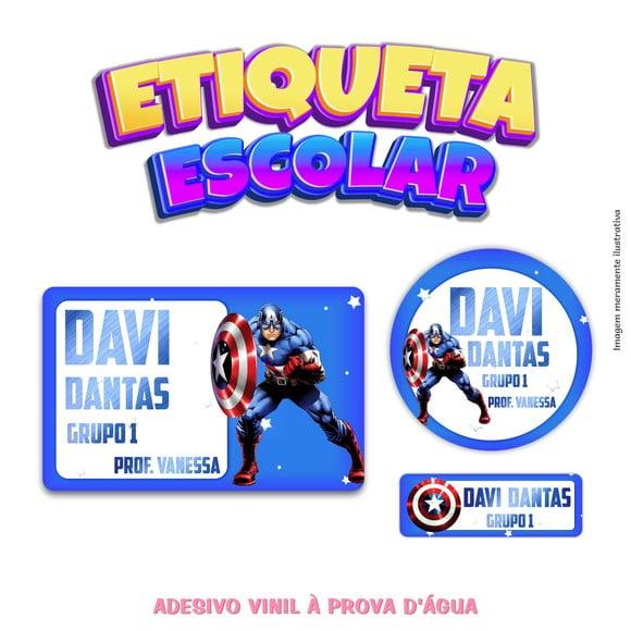 Kit Etiqueta Escolar em Vinil - Capitão América