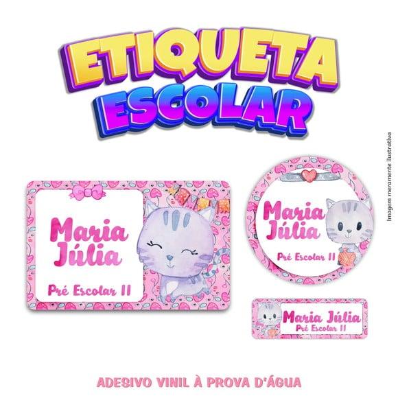 Kit Etiqueta Escolar em Vinil - Gatinho