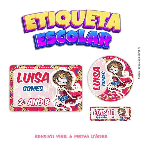 Kit Etiqueta Escolar em Vinil - Mulher Maravilha
