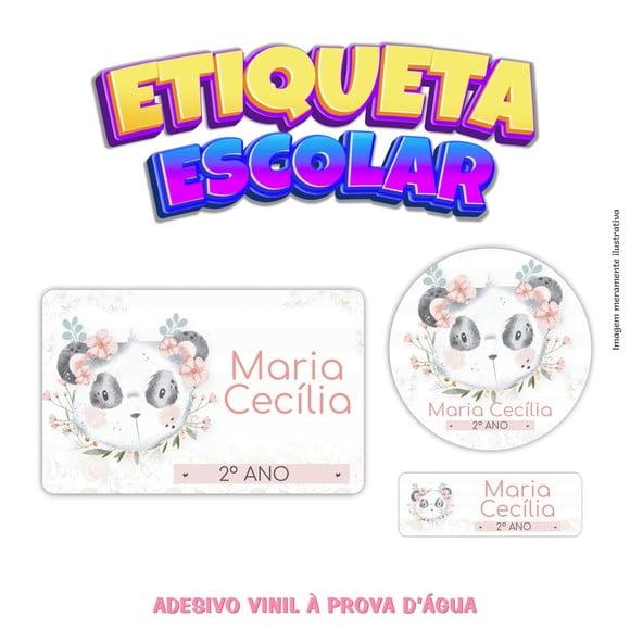 Kit Etiqueta Escolar em Vinil - Panda Floral