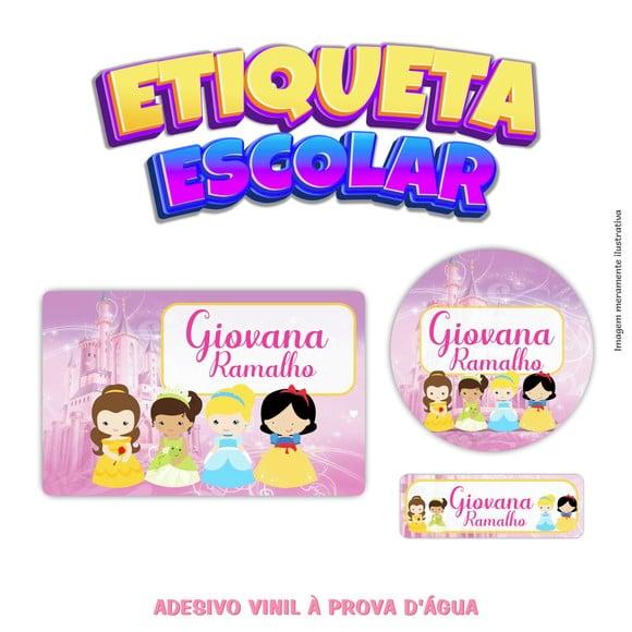Kit Etiqueta Escolar em Vinil - Princesas Cute