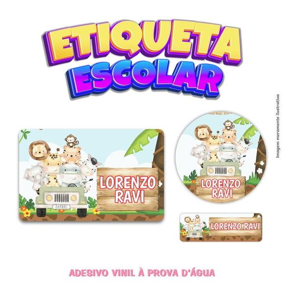 Kit Etiqueta Escolar em Vinil - Safári