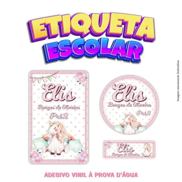 Kit Etiqueta Escolar em Vinil - Unicórnio