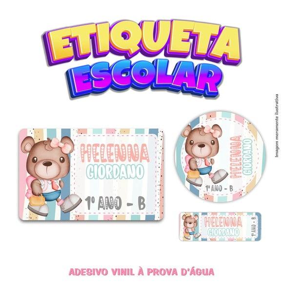 Kit Etiqueta Escolar em Vinil - Ursinha Menina