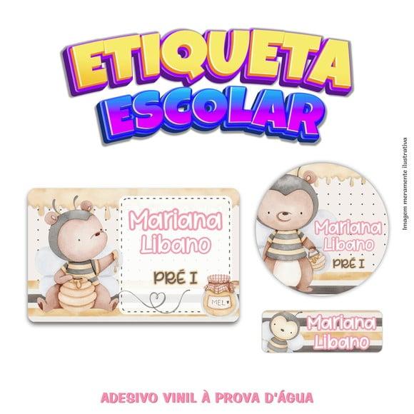 Kit Etiqueta Escolar em Vinil - Ursinho Abelha Menina