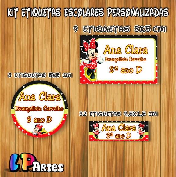 Kit Etiqueta Escolar em Vinil Minnie